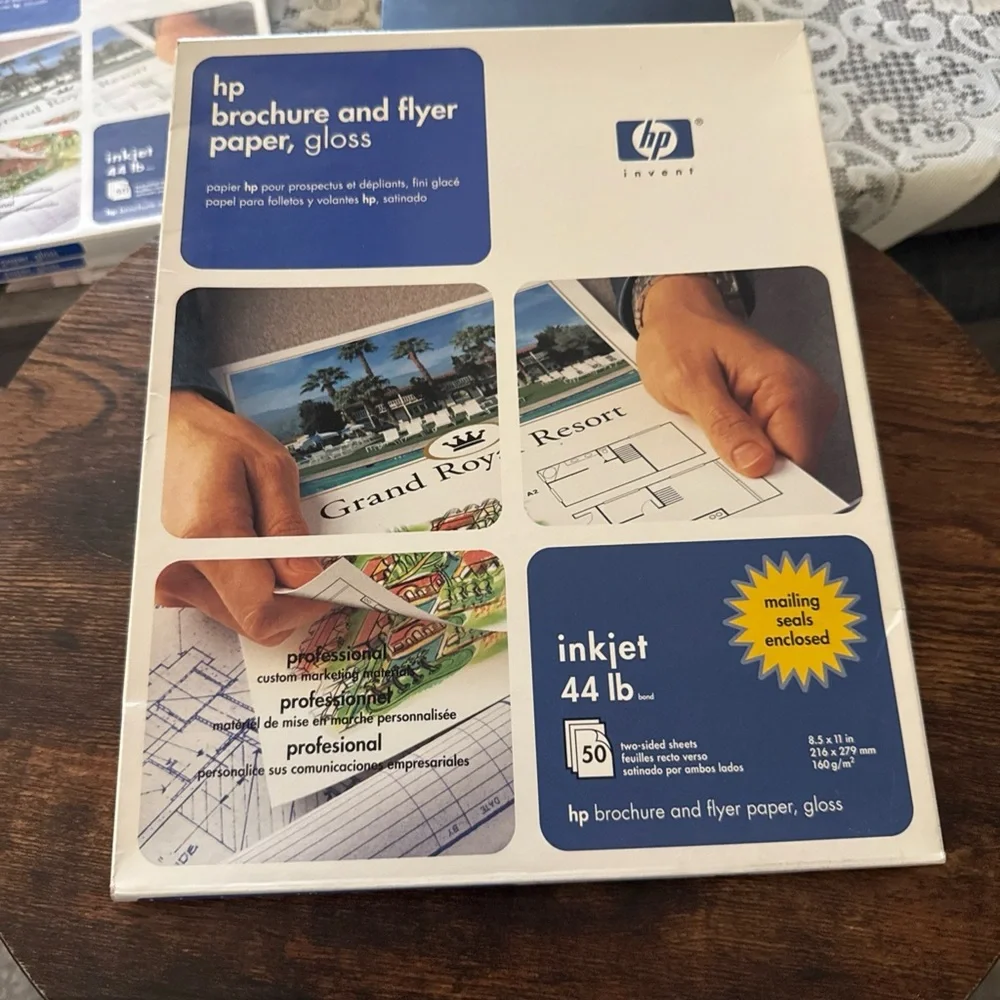 HP Glossy Inkjet Brochure & flyer Paper. Inkjet 44lb. 2-sided sheets. HP Invent